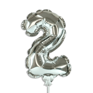 Self Inflating 26cm Silver Foil Balloon Number Two