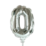 Self Inflating 26cm Silver Foil Balloon Number Zero
