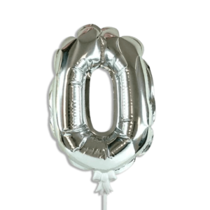 Self Inflating 26cm Silver Foil Balloon Number Zero