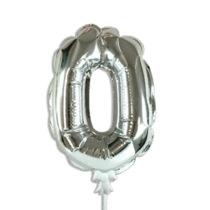 Self Inflating 26cm Silver Foil Balloon Number Zero