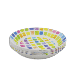 Set of 6pcs Melamine Colored 21cm Deep Plates