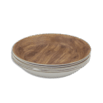 Set of 6pcs Melamine Wooden Shape 21cm Deep Plates