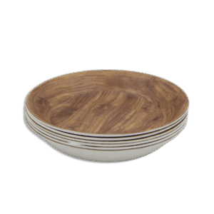 Set of 6pcs Melamine Wooden Shape 21cm Deep Plates