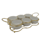 Set of 6pcs White Bowls with Gold Stand