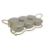 Set of 6pcs White Bowls with Gold Stand