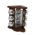 Set of 9pcs Brown Spice Jars with Rotating Stand