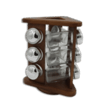 Set of 9pcs Brown Spice Jars with Rotating Stand