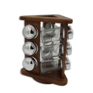Set of 9pcs Brown Spice Jars with Rotating Stand