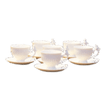 Set of Half Dozen Coffee Cups & Saucers with Bird