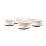 Set of White Half Dozen Coffee Cups with Saucer