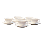 Set of White Half Dozen Coffee Cups with Saucer
