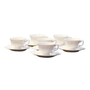 Set of White Half Dozen Coffee Cups with Saucer