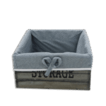 Squared 20cmx9cm Wooden Basket with Fabric