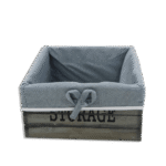 Squared 20cmx9cm Wooden Basket with Fabric