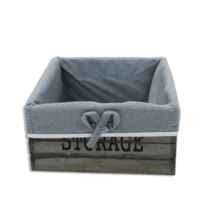 Squared 20cmx9cm Wooden Basket with Fabric