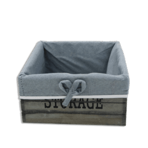 Squared 20cmx9cm Wooden Basket with Fabric