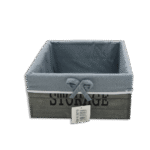 Squared 23cmx10cm Wooden Basket with Fabric