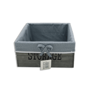 Squared 23cmx10cm Wooden Basket with Fabric