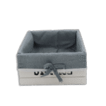 Squared White Wooden 20cmx9cmBasket with Fabric