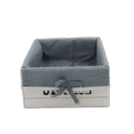 Squared White Wooden 20cmx9cmBasket with Fabric