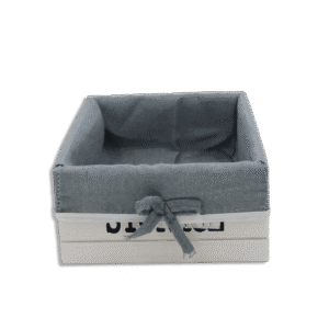 Squared White Wooden 20cmx9cmBasket with Fabric