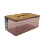 Transparent Plastic Tissue Box with Wooden Lid