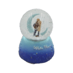 White Moon Couple Hug Navy Snow Ball with Music