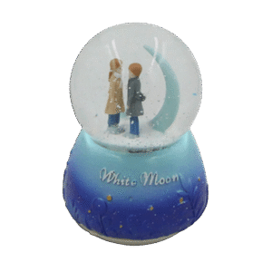 White Moon Couple Navy Snow Ball with Music