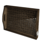 Wooden With Plexi Patterned Rectangular Tray Large