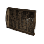 Wooden With Plexi Patterned Rectangular Tray Small