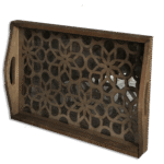 Wooden with Plexi Large Patterned Rectangular Tray