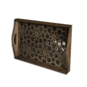 Wooden with Plexi Small Patterned Rectangular Tray