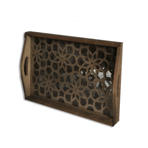 Wooden with Plexi Small Patterned Rectangular Tray