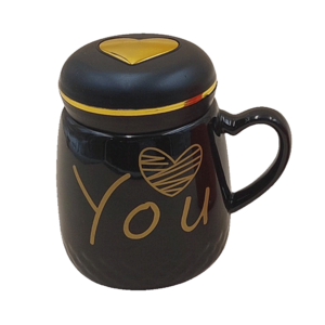 You Black Mug With Heart Lid