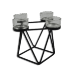 Black Designed Candles Stand with 4 Glass Cups