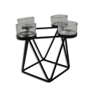 Black Designed Candles Stand with 4 Glass Cups
