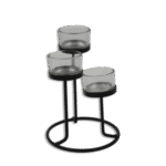 Black Round Candles Stand with 3 Glass Cups