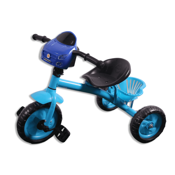 Blue Car Shaped Tricycle with Basket - Freeshop