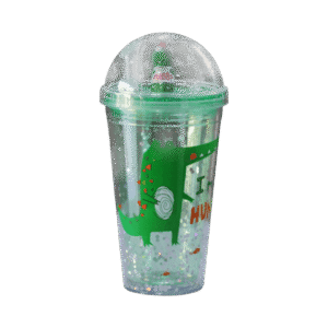Crocodile Green Cup with Lid & Straw