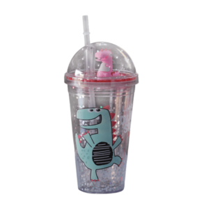 Crocodile Transparent Cup With Lid & Straw