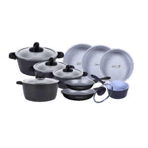Dosthoff Marble Ceramic Black 16 Pcs Cookware Set