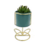 Emrald Vase with Golden Base and Flower