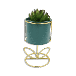 Emrald Vase with Golden Base and Flower