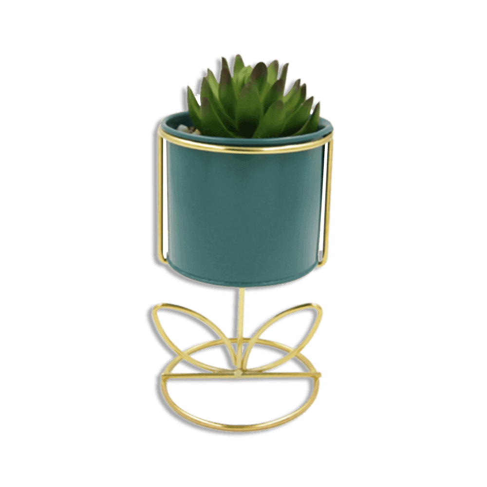 Emrald-Vase-with-Golden-Base-and-Flower