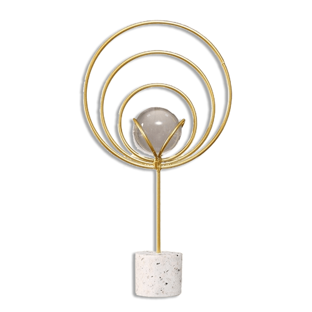 Glass Ball with Circles Gold Decor & Marble Base