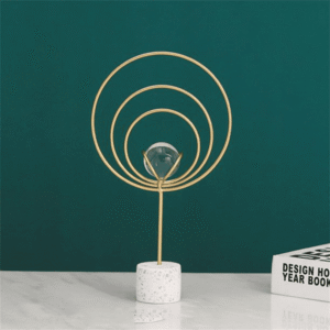 Glass Ball with Circles Gold Decor & Marble Base2