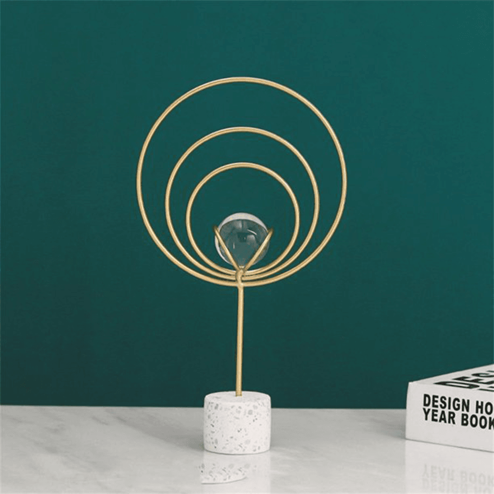Glass Ball with Circles Gold Decor & Marble Base2