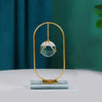Glass Ball with Gold Decor & Glass Rectangular Base2