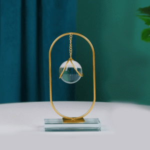 Glass Ball with Gold Decor & Glass Rectangular Base2