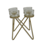 Gold Candles Stand with 4 Glass Cups